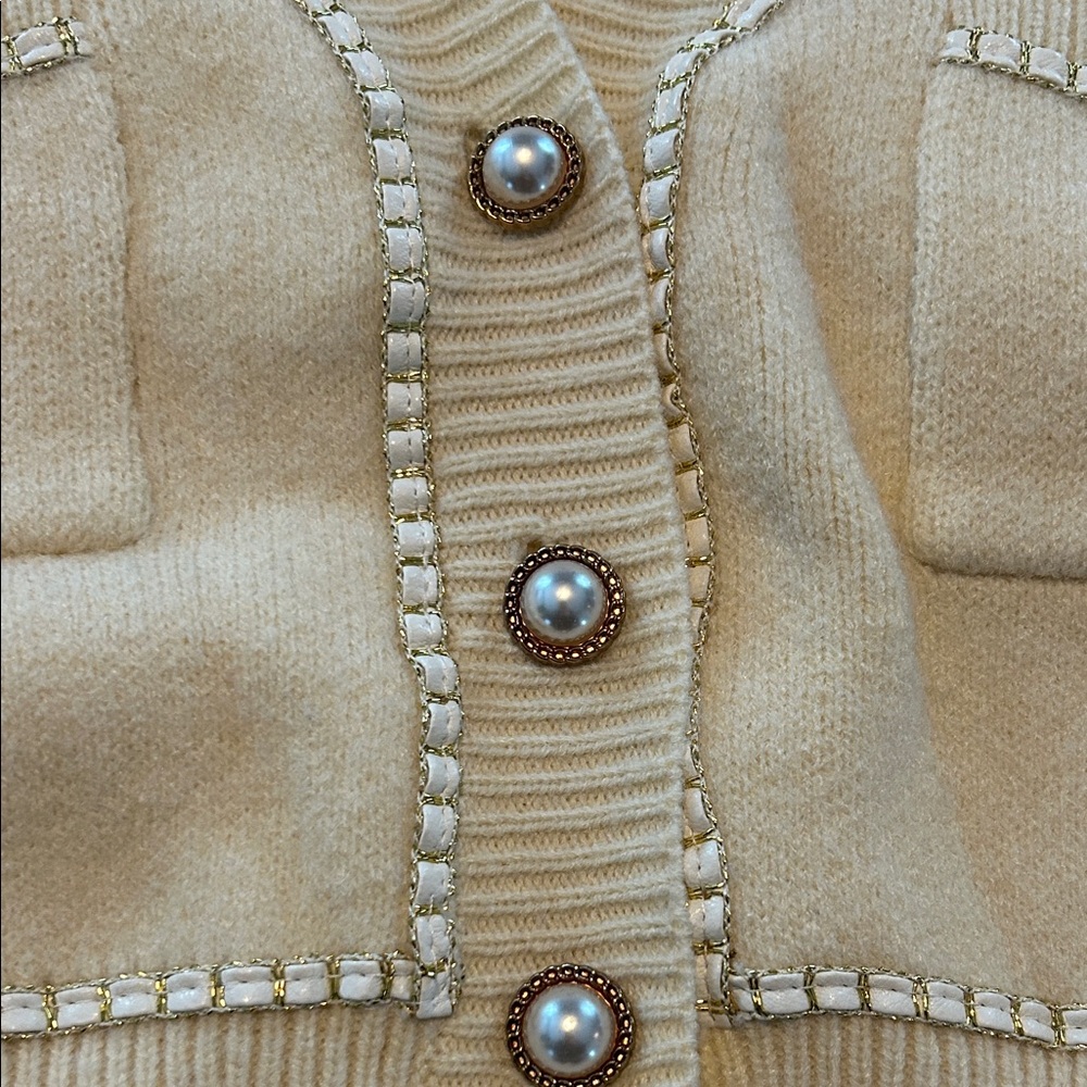 Cream Cardigan with Pearl Buttons - Picture 14 of 15